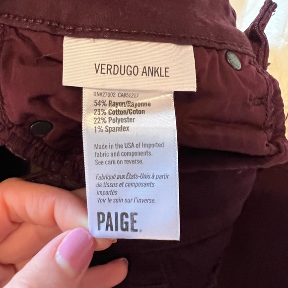 Paige Verdugo ankle jeans in aubergine- size 25 - Picture 8 of 8
